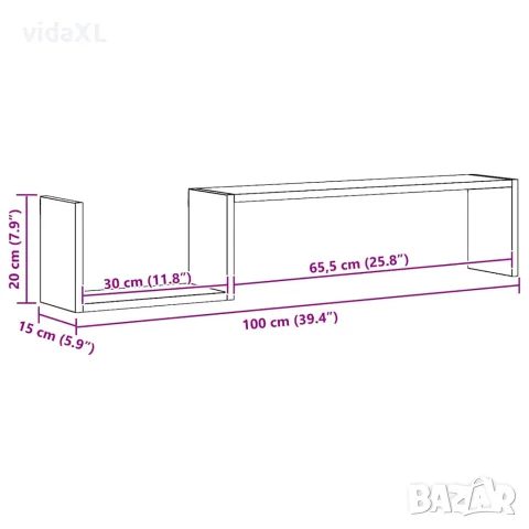 vidaXL Стенни рафтове, 2 бр, дъб сонома, 100x15x20 см, инженерно дърво, снимка 8 - Ракли - 56147786