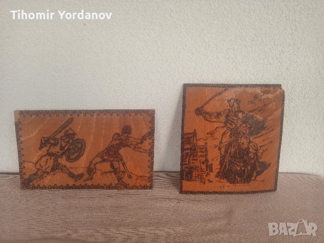 Пирографирана картина -2 броя., снимка 4 - Антикварни и старинни предмети - 44351942