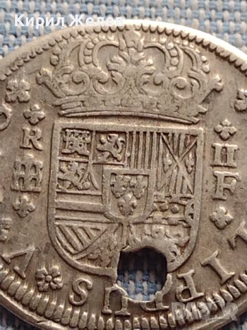 Сребърна монета 2 реала 1723г. Филип пети Сеговия Испания 13683, снимка 7 - Нумизматика и бонистика - 42900075