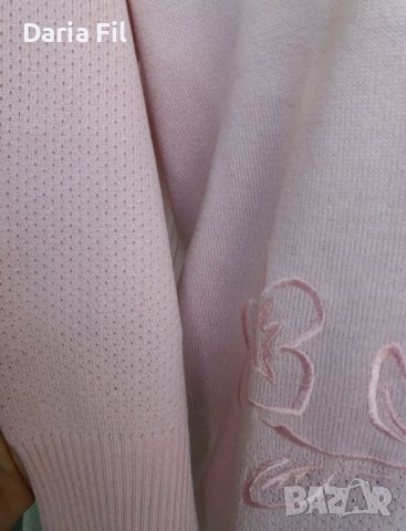 Бледорозова блуза фино тънко плетиво с бродерия и 7/8 дължина на ръкава , снимка 2 - Тениски - 40379986