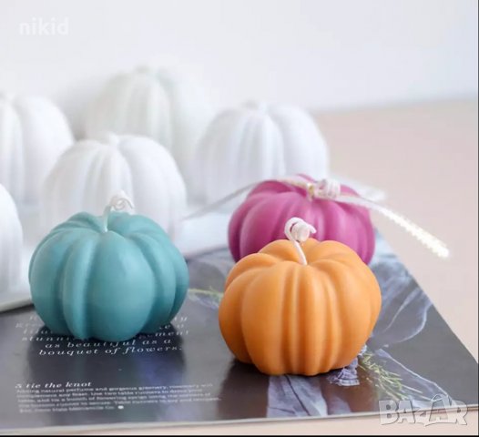 3D тиква тиквичка силиконов молд форма фондан гипс свещ шоколад, снимка 2 - Форми - 35429839