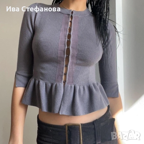 Елегантно ново сиво марково сако жилетка вълна полиамид  пеплум кардиган от Karen Millen , снимка 2 - Сака - 48223259