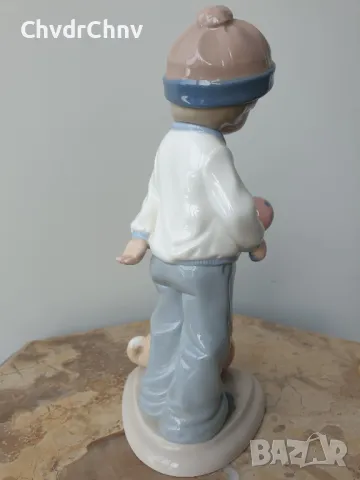 2бр Leonardo статуетки/ЛЕОНАРДО английска порцеланова фигура/ангел-момче с куче-момиче с цветя, снимка 3 - Колекции - 47107114