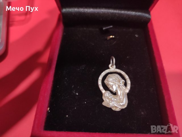 Сребърна висулка-Дева Мария и младенеца (1), снимка 3 - Колиета, медальони, синджири - 37412004