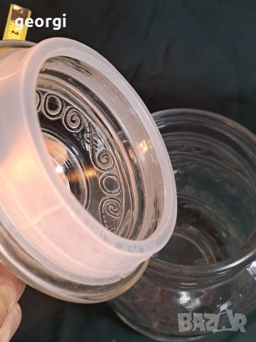ретро италиански релефен стъклен буркан 5 литра 34/3, снимка 7 - Аксесоари за кухня - 53932663