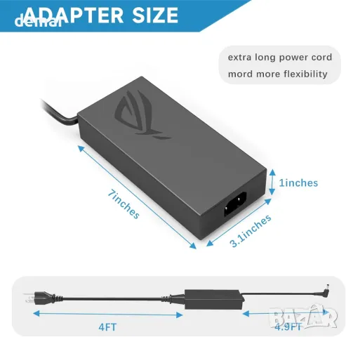 280W зарядно за лаптоп за Asus Rog Flow X16 Rog Strix G15 G16,14A/20V, снимка 3 - Друга електроника - 49273582