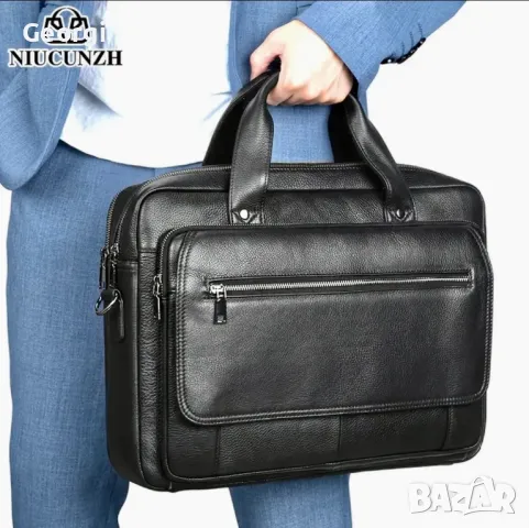 Класическа Мъжка Бизнес чанта (куфарче за лаптоп 16”) Естествена кожа!