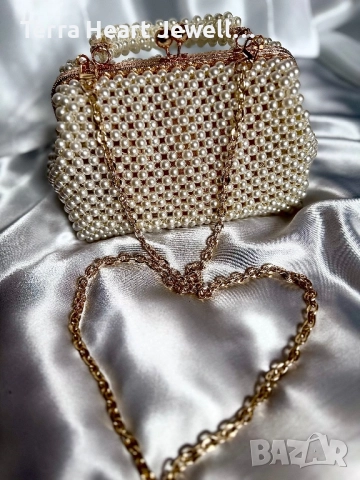 Дамска чанта и перли и метална рамка , снимка 6 - Чанти - 52502151