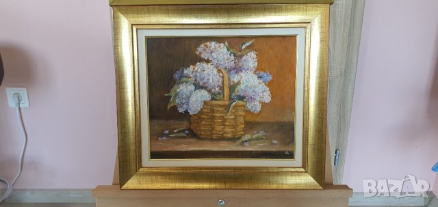 Картини масло флорални мотиви две.С подпис от автора!, снимка 3 - Антикварни и старинни предмети - 40447459
