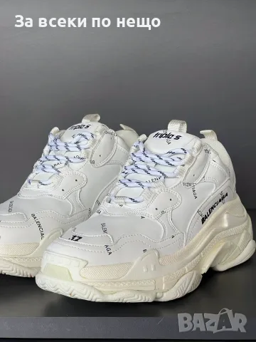 Triple S All-Over Logo White Унисекс👟Дамски Бели Маратонки👟Мъжки Спортни Обувки Код SEM-450, снимка 2 - Маратонки - 55871363