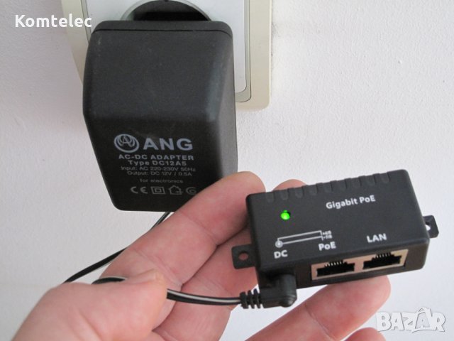 POE сплитер - Захранване по интернет CAT 5 кабел  - Gb версия, снимка 2 - Друга електроника - 28260315