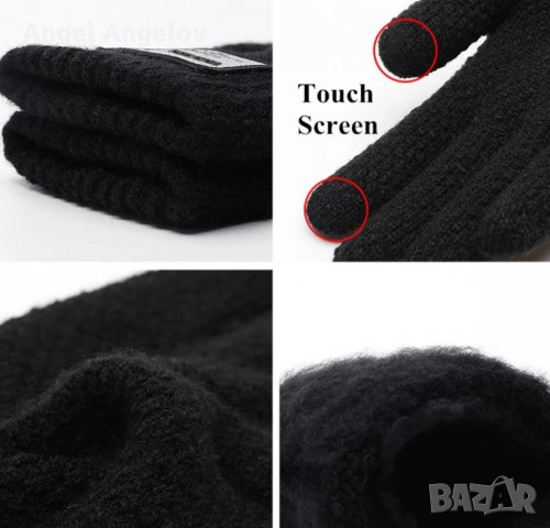 Зимни черни мъжки плетени ръкавици ., снимка 5 - Ръкавици - 35057412