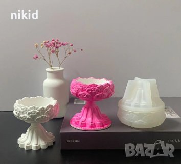 3D 2 части свещник поставка за свещ свещи кутия с капак силиконов молд форма смола гипс шоколад , снимка 7 - Форми - 44329890