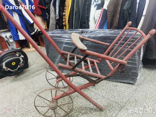 Много стара детска дървена количка, снимка 2 - Други ценни предмети - 31354894