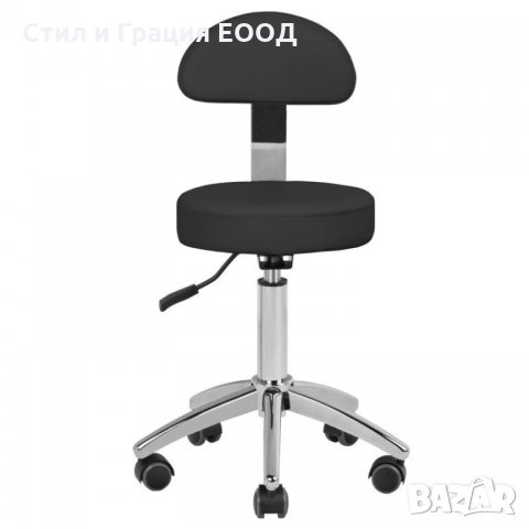 Козметичен/фризьорски стол - табуретка с облегалка AM-304 - 50/64 см - бяла/черна, снимка 11 - Педикюр и маникюр - 34099444