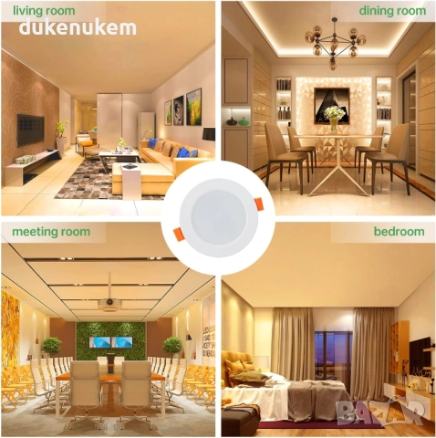 Комплект от 24 LED лунички, 5W, ултра тънки, 6000K студена светлина, 75–95 мм, снимка 7 - Лед осветление - 52746972