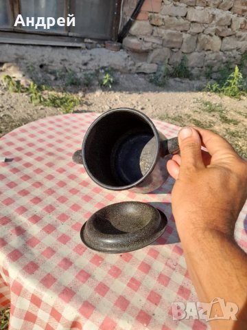 Стар емайлиран чайник #29, снимка 4 - Антикварни и старинни предмети - 33854654