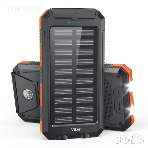 30000mAh Solar Power Bank,бързо зареждане,4 порта/USB-C/фенер,телефон/таблет