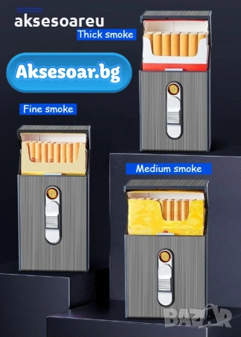 Табакера кутия за 20 цигари с водоустойчива и влагоустойчива електронна запалка с волфрамова тел, снимка 6 - Табакери - 53123197