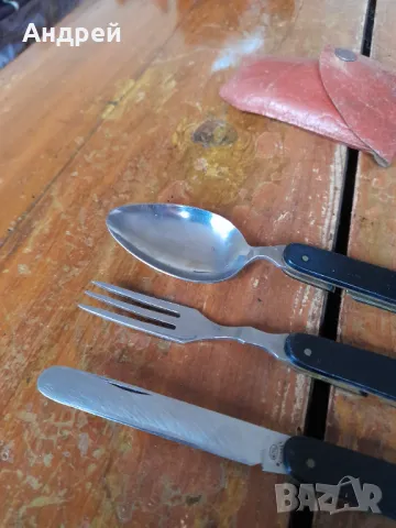 Стари сгъваеми вилица,лъжица и нож Rostfrei, снимка 6 - Други ценни предмети - 48079806