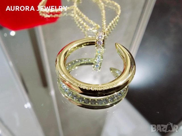 CARTIER Nail Juste un Clou Gold Paved Diamonds Дамско Колие Пирон, снимка 6 - Колиета, медальони, синджири - 52916829