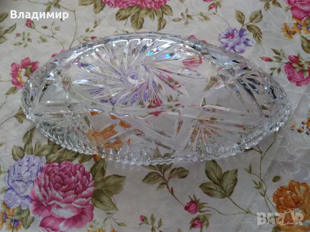 Кристална голяма елипсовидна купа, фруктиера, снимка 3 - Декорация за дома - 47463734