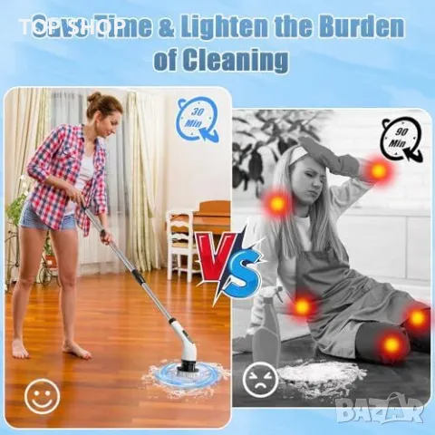 Нов Мощен безжичен скрубер Електрическа четка за почистване 7 сменяеми глави, снимка 3 - Други стоки за дома - 49922839