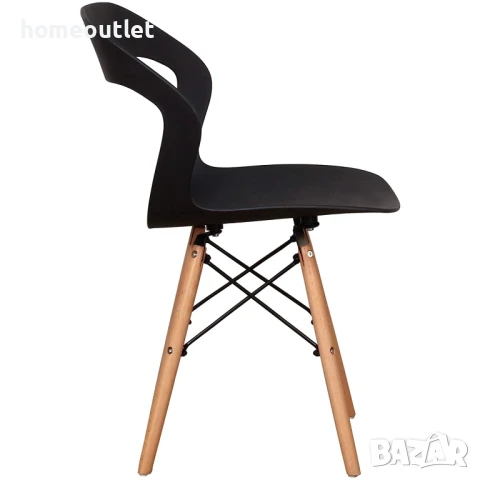 Модерни столове с крака от масивна дървесина и седалка от полипропилен, к-кт от 6 бр. LQ-266YMS-6HEI, снимка 2 - Столове - 50984976