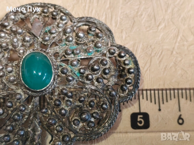 Стара сребърна брошка филигран (12), снимка 5 - Други - 52251024