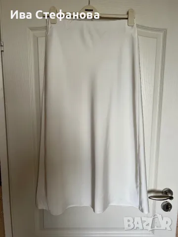 Нова елеганта дълга сатенена сатен тип трапец елегантна пола цвят крем пудра 