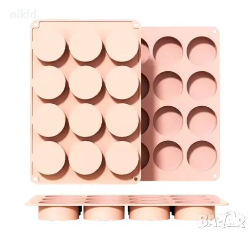 12 ниски кръгли кръга кръгове цилиндър кръг силиконов молд форма сапун гипс свещ шоколад калъп, снимка 4 - Форми - 47919284