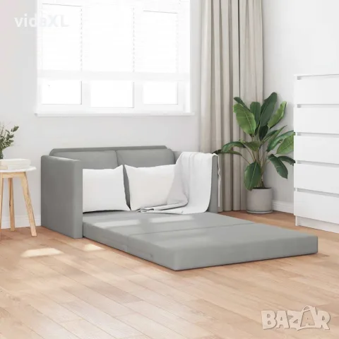 vidaXL Подов разтегателен диван 2-в-1 светлосив 122x204x55 см кадифе, снимка 2 - Дивани и мека мебел - 56147278