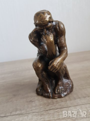 Стара бронзова фигура "Мислителят", снимка 2 - Антикварни и старинни предмети - 42417049