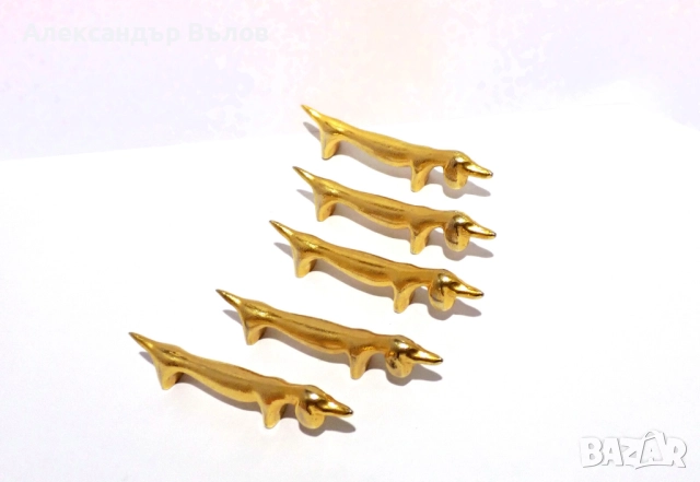 Стар Комплект от 5 Поставки за Прибори Кучета Метал Сервиране Изискано Хранене, снимка 9 - Антикварни и старинни предмети - 51551073