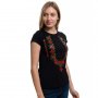 Нова дамска черна тениска с трансферен печат Шевица, Етно мотив, България, снимка 8
