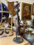 Африканска бронзова скулптура на жена с гърне на главаа. №8081, снимка 5