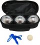 Комплект 3 топки за петанк нов Комплектът включва чанта и кошонет. Материал: хромирана стомана. Чант, снимка 1 - Други спортове - 30128213