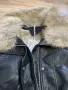 Кожено  яке с пух и каракул черно тип бомбър , снимка 2