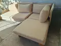 Разтегателен ъглов диван с лежанка функция сън, снимка 1