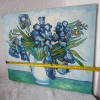 Ириси 40х50 см, Сини цветя, картина, снимка 6 - Картини - 31781028