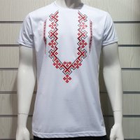 Нова мъжка бяла тениска с трансферен печат Шевица, Етно мотив, България, снимка 7 - Тениски - 31329081