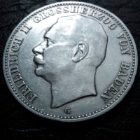 3 марки 1908 година Баден Германия сребро, снимка 2 - Нумизматика и бонистика - 40398388