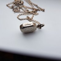Дамски сребърен часовник със сребърна верижка, снимка 4 - Дамски - 31485479