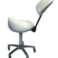 Козметичен/фризьорски стол - табуретка с облегалка Rodeo 49/61 см - бяла, снимка 2 - Друго оборудване - 30519471