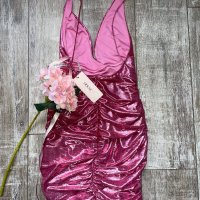 Wow нова клубна парти коктейлна официална рокля с етикета House металически лилаво розов отблясък , снимка 6 - Рокли - 38655326