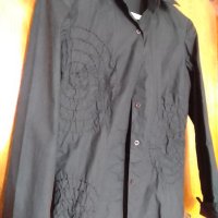 Дамска черна риза с бродерия, размер L,Нова, снимка 8 - Ризи - 40565955