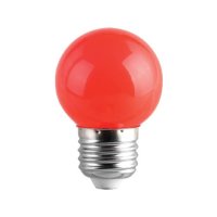 Лампа сфера мини, червена, LED, клас F, цокъл E27, 220V, 1W, снимка 1 - Крушки - 42341617