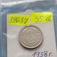 Сребърна монета 2 райхсмарки 1938г. Нацистка Германия със СВАСТИКА 39637, снимка 10 - Нумизматика и бонистика - 42763477