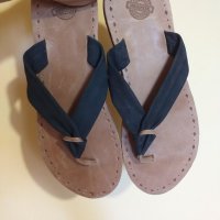Дам.чехли-"Boots & shoes"/ест.кожа/-№40-цвят-тъм.сини. Закупени от Италия., снимка 3 - Чехли - 29420073