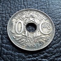 Стара монета 10 сантима 1939 г. Франция-топ !, снимка 3 - Нумизматика и бонистика - 42211533